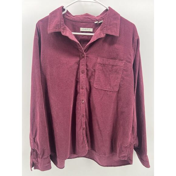 Orvis Mens Shirt Extra Large Burgundy XL Button Corduroy Top Hunting Gorp - Picture 8 of 12